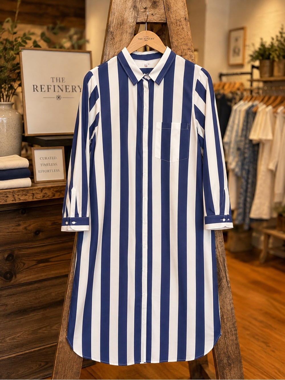 CABANA CLUB- Surf stripe shirt dress midi NWT